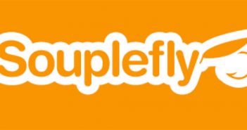 The logo for soupefly on an orange background.