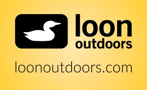 The logo for loon outdoors on a yellow background.