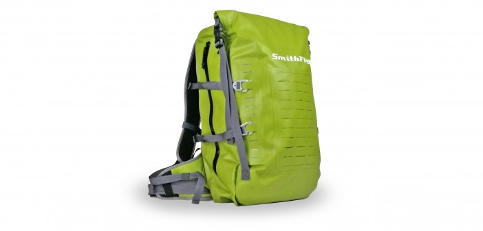 A green backpack on a white background.