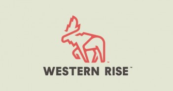 A logo for western rise with a moose on it.