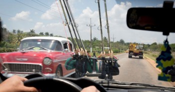 A person driving a car.