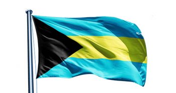 Bahamas flag flying in the wind.