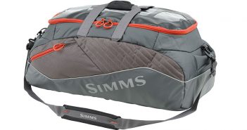 Simms duffel bag in grey and orange.
