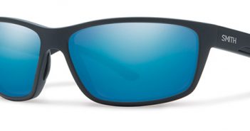 Smith polarized sunglasses in black with blue mirrored lenses.