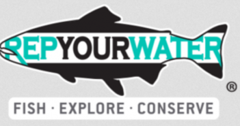 The logo for repyourwater fish explore conserve.