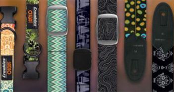 A group of ski straps with different designs on them.