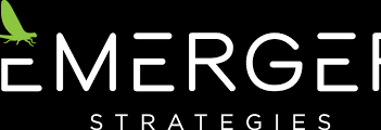Emerger strategies logo on a black background.