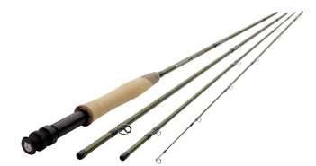 Three fly rods on a white background.