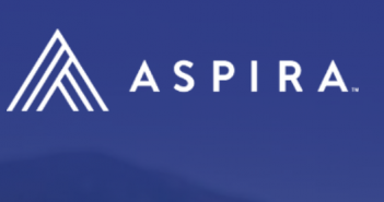 The aspira logo with mountains in the background.