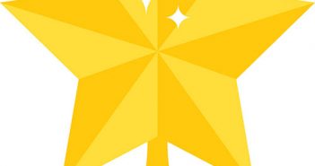 A yellow star trophy on a white background.