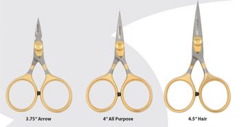 Three pairs of scissors with different sizes.