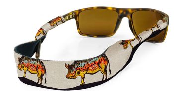 A pair of sunglasses with a print of a wild boar.
