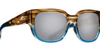 A pair of sunglasses with blue and brown lenses.