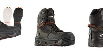 A pair of hiking boots and a pair of skis.