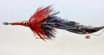 A watercolor painting of a fishing lure.