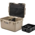A tan box with two compartments and a lid.