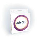 Airflo fly fishing line in purple and yellow.