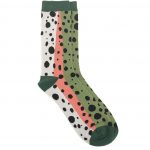 A pair of socks with polka dots on them.