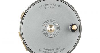 A fishing reel on a white background.