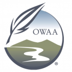 Owaa logo with a river and leaf.