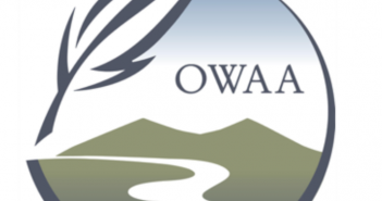 Owaa logo with a river and leaf.