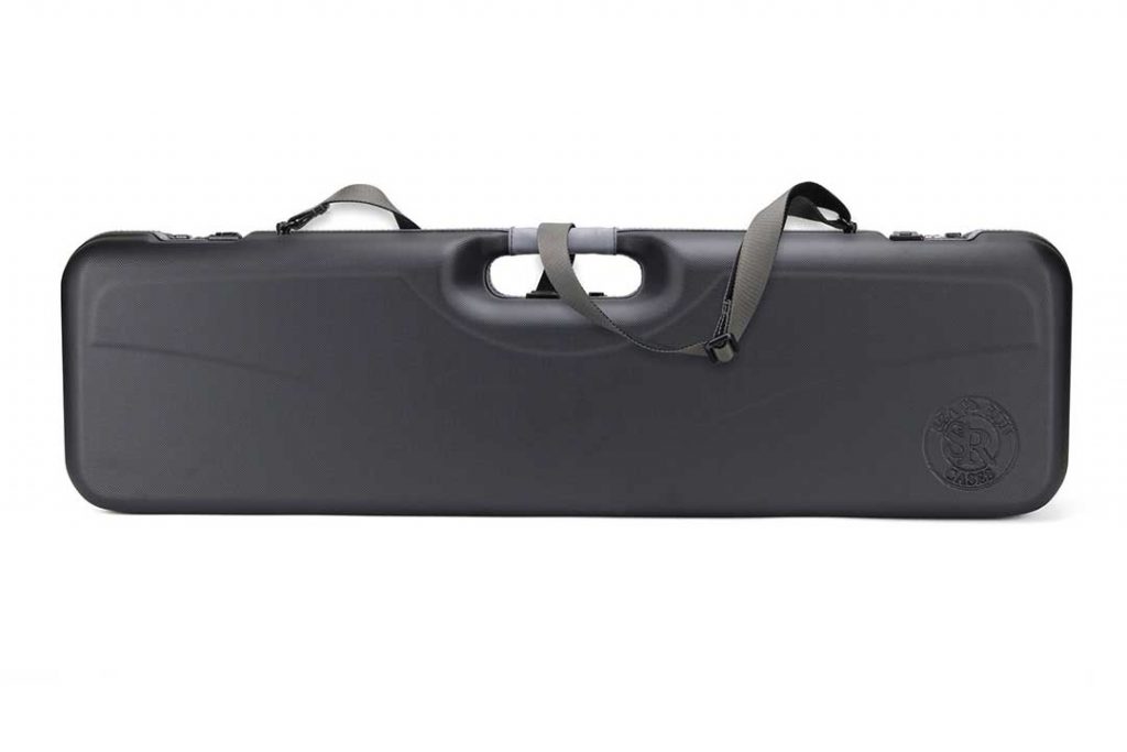 A black case with handles on a white background.