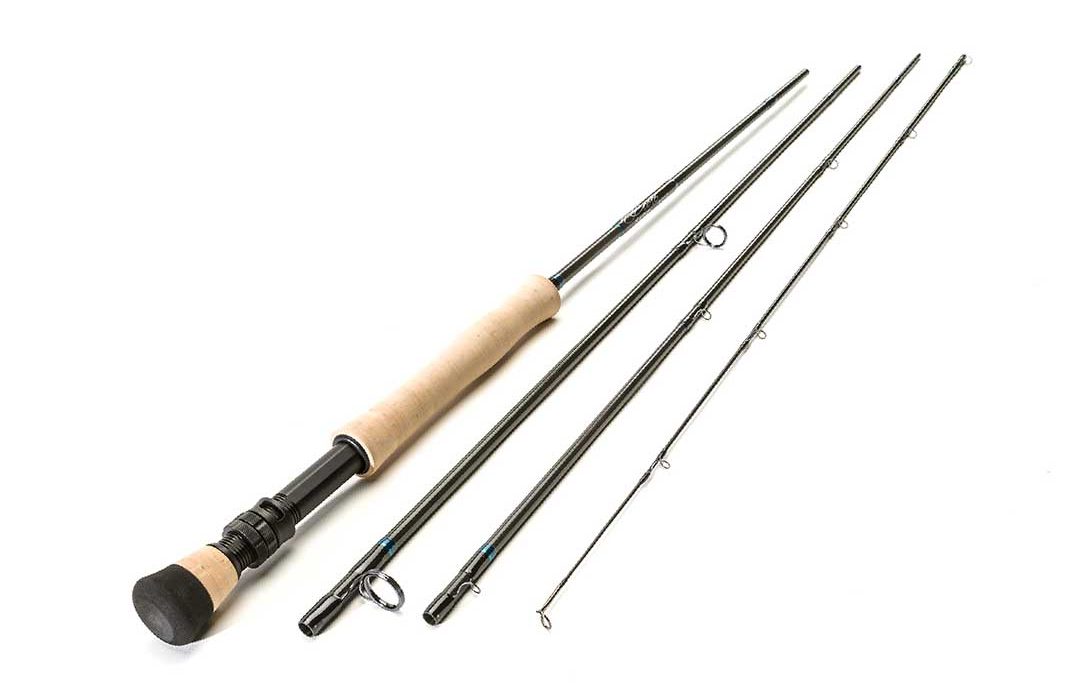 A pair of fishing rods on a white background.