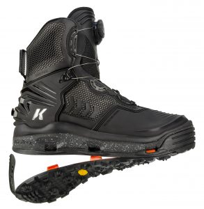 A pair of black hiking boots on a white background.