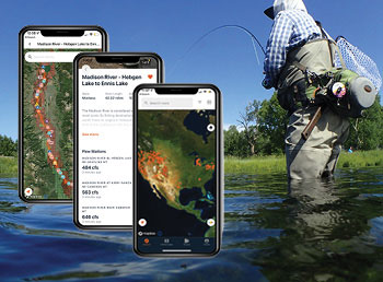 A man is fishing with his phone in the water.