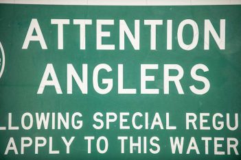 A sign that says attention anglers following special regulations apply to this water.