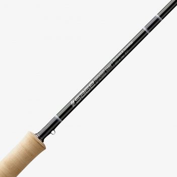 A fly rod on a white background.