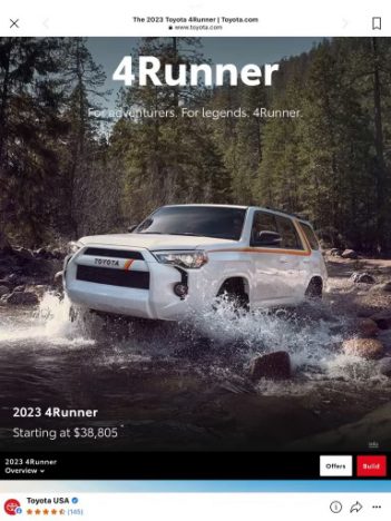 A toyota 4runner ad on facebook.