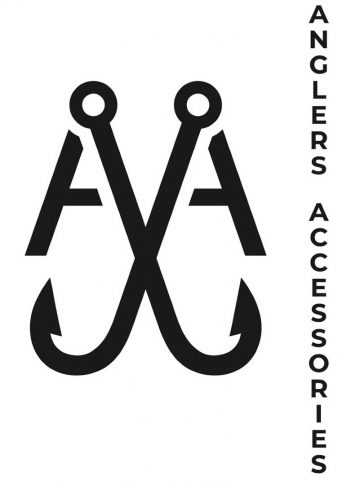An anglers accessories logo on a white background.