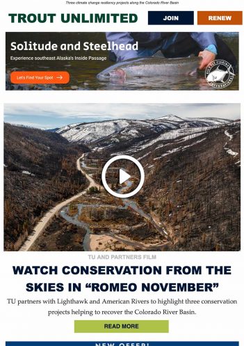 Trout unlimited - watch conservation from the skies in rome november.
