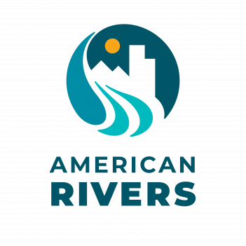 The american rivers logo on a white background.