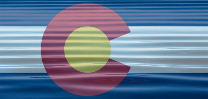Colorado flag in the water.
