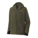 The men's hooded jacket in olive green.