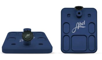 A blue phone case with the word ael on it.