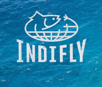 The logo for indifly on a blue background.