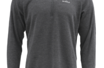 A long-sleeve, dark gray quarter-zip pullover with a stand collar and the Skwala logo on the left chest.